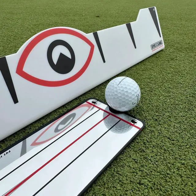 Alt view image 5 of 7 - Quick Look Mirror and 70 Degree Edge Putting Rail Compact Golf Training Aid for Putting Stroke with Slight Arc Use on Indoor Greens or Outdoors