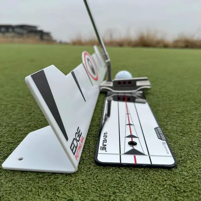 Alt view image 2 of 7 - Quick Look Mirror and 70 Degree Edge Putting Rail Compact Golf Training Aid for Putting Stroke with Slight Arc Use on Indoor Greens or Outdoors