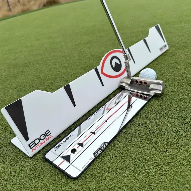 Alt view image 7 of 7 - Quick Look Mirror and 70 Degree Edge Putting Rail Compact Golf Training Aid for Putting Stroke with Slight Arc Use on Indoor Greens or Outdoors