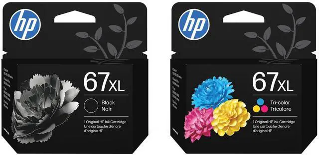 Main image of 67XL Black and 67XL Tri-Color High-Yield Ink Cartridge 2 Pack for Printers | Works with DeskJet 1255, 2700, 4100, Envy 6000, 6400 Series | Packaging May Vary