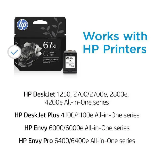 Alt view image 2 of 7 - 67XL Black and 67XL Tri-Color High-Yield Ink Cartridge 2 Pack for Printers | Works with DeskJet 1255, 2700, 4100, Envy 6000, 6400 Series | Packaging May Vary