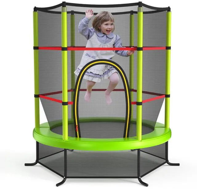 Main image of 55'' Mini Kids Trampoline With Safety Enclosure Net, ASTM Approved, No-Gap Safe Design, Easy to Assemble 4.6 Ft Outdoor Indoor Small Toddler