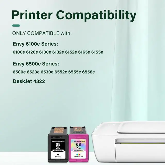 Alt view image 2 of 7 - 68 6155e 6555e 68XL Ink Cartridges Black/Color Combo Pack for HP Printers | Compatible for HP68 Ink 68 XL 68e for HP Envy 6100e 6500e Series Printers 6152e 6165e 6558e 6552e (2 Pack, Black/Tri-Color)