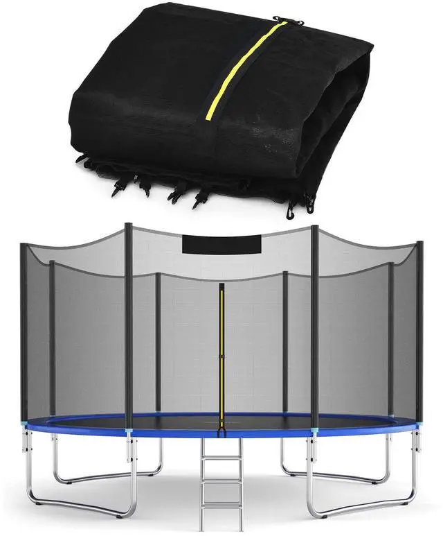 Main image of Trampoline Net Replacement for 8FT 10FT 12FT 14FT 15FT 16FT Round Frame Trampolines, Weather-Resistant Safety Enclosure Net with Double-Headed Zipper, Hooks, Net Only