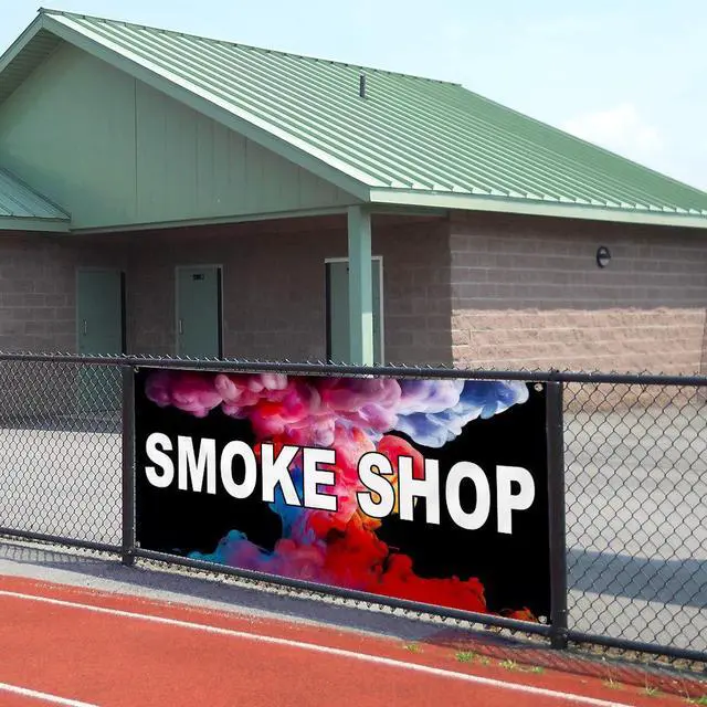 Alt view image 5 of 7 - Smoke Shop Store Vinyl Banner Sign Metal Grommets 3 ft x 6 ft Yard Signs