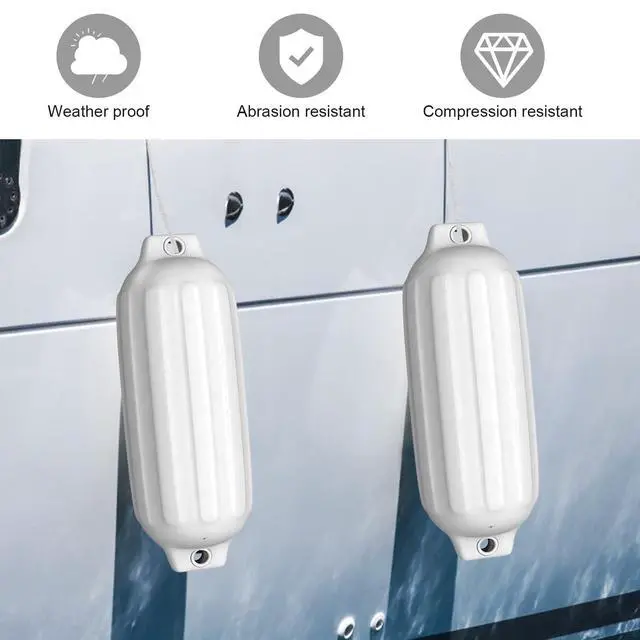 Alt view image 4 of 7 - 4 Pack Marine Boat Fenders, 23 X 6.5/ 27 X 8.5 Ribbed Twin Eyes Boat Fender with 4 Ropes & 1 Air Pump, Various Sizes & Colors, Vinyl Inflatable Boat Bumpers for Docking Pontoon Boats