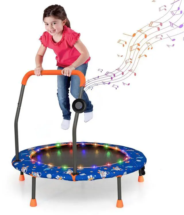 Main image of Trampoline for Kids, 36 Toddler Mini Rebounder with Lights & Music, Removable Blue Tooth Speaker, Handle & Safety Pad, ASTM Approved Indoor Outdoor Small Kids Trampoline