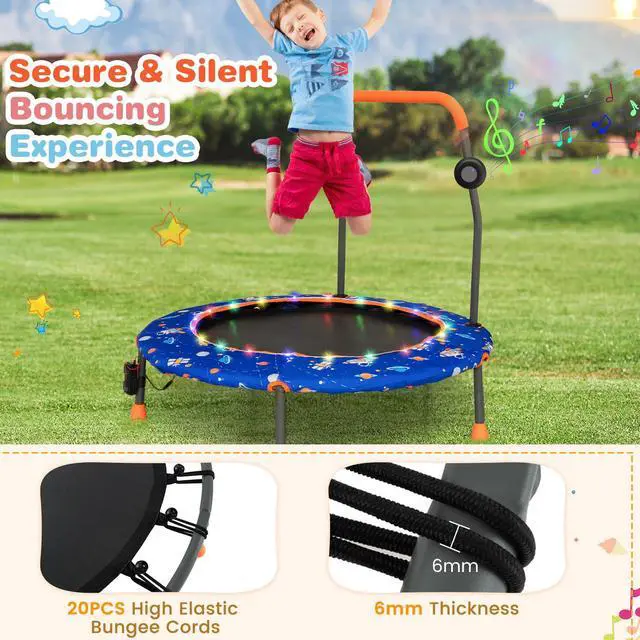 Alt view image 4 of 7 - Trampoline for Kids, 36 Toddler Mini Rebounder with Lights & Music, Removable Blue Tooth Speaker, Handle & Safety Pad, ASTM Approved Indoor Outdoor Small Kids Trampoline