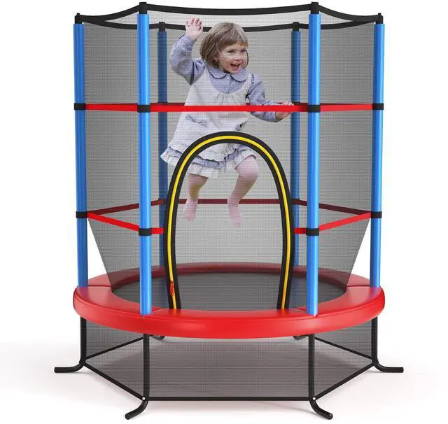 Main image of 55'' Mini Kids Trampoline With Safety Enclosure Net, ASTM Approved, No-Gap Safe Design, Easy to Assemble 4.6 Ft Outdoor Indoor Small Toddler