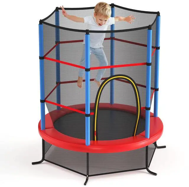 Main image of Toddler Trampoline, 55 Trampoline for Kids with Bottom-to-Top All-Round Enclosure Net & Seamless Jumping Mat, ASTM Approved Easy Assembly Kids Mini Trampolines Indoor/Outdoor