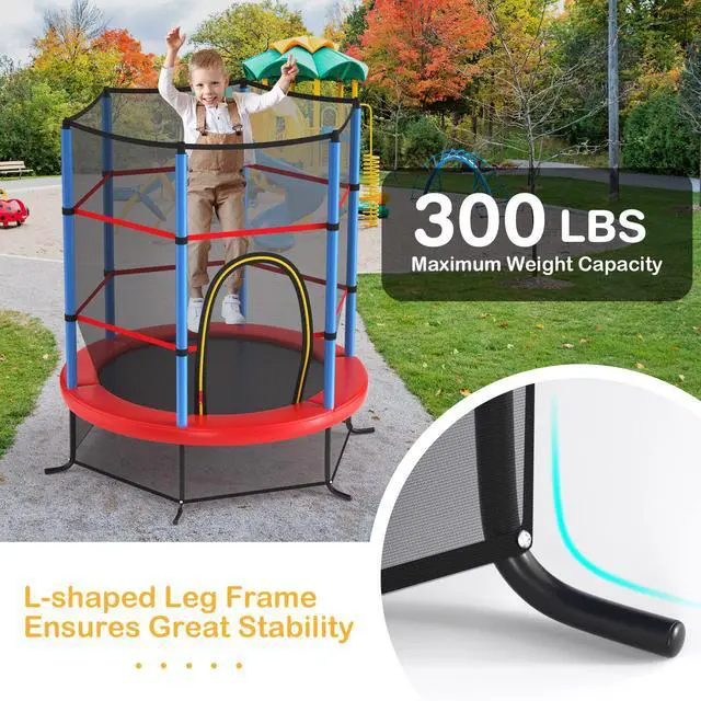 Alt view image 5 of 7 - Toddler Trampoline, 55 Trampoline for Kids with Bottom-to-Top All-Round Enclosure Net & Seamless Jumping Mat, ASTM Approved Easy Assembly Kids Mini Trampolines Indoor/Outdoor