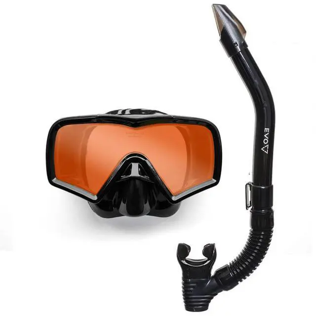 Main image of Hi Definition Mask and Snorkel Combo - Single Lens Adult Set - Diving Mask With Valve - Scuba Accessories