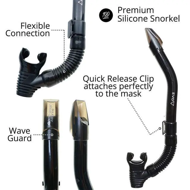 Alt view image 4 of 7 - Hi Definition Mask and Snorkel Combo - Single Lens Adult Set - Diving Mask With Valve - Scuba Accessories