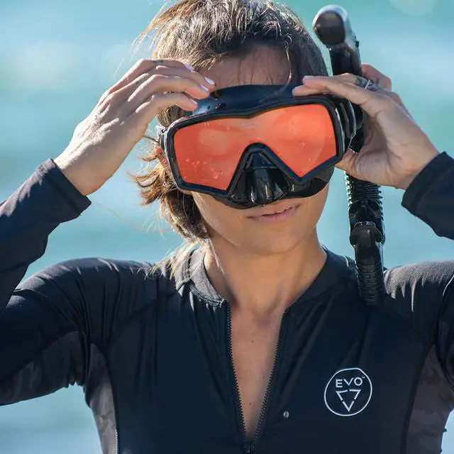 Alt view image 7 of 7 - Hi Definition Mask and Snorkel Combo - Single Lens Adult Set - Diving Mask With Valve - Scuba Accessories