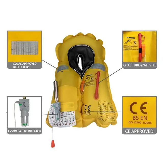 Alt view image 5 of 5 - Inflatable Life Jacket Inflatable Life Vest for Adult Classic Automatic
