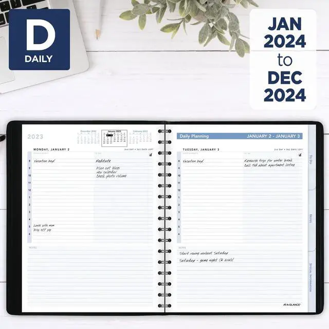 Alt view image 2 of 7 - 2024 Daily Appointment Book Planner, 6-1/2" x 8-3/4", Medium, The Action Planner, Black (70EP030524)