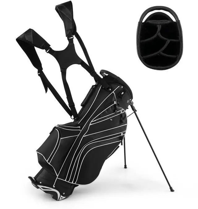 Main image of Golf Stand Bag, 6 Way Divider Golf Club Bag with 8 Pockets, Rain Hood, Umbrella Holder & Glove Sticker, Portable Lightweight Golf Bag for Men Women