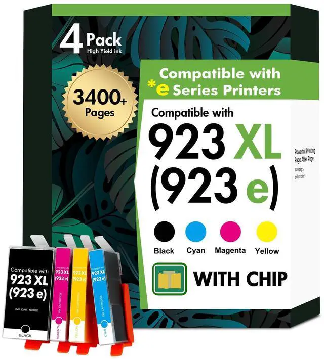 Main image of 923XL 923 8130e 8125e Ink Cartridges Combo Pack with Chip for HP Printers | Replacement for HP923 XL 923e Ink for HP OfficeJet Pro 8130e 8125e 8135e 8138e 8124e 8139e 8120 8130 8122e Printer (4 Pack)