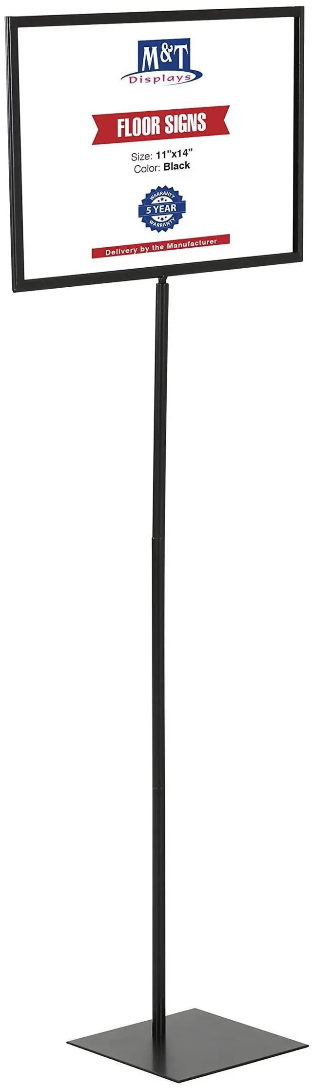 Main image of Floor Standing Sign Holder 11x14 Inches Black Landscape Double Sided Menu Poster Display Flat Base For Restaurant Cafe Hotel School Hospital