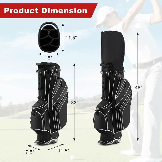 Alt view image 7 of 7 - Golf Stand Bag, 6 Way Divider Golf Club Bag with 8 Pockets, Rain Hood, Umbrella Holder & Glove Sticker, Portable Lightweight Golf Bag for Men Women
