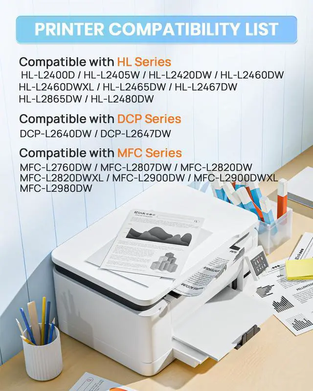 Alt view image 2 of 7 - Compatible TN830XL Toner Cartridge Replacement for Brother TN830XL TN830 TN 830 Toner Cartridges with Brother DCP-L2640DW HL-L2460DW HL-L2480DW HL-L2400D HL-L2405W Printer (4 x TN830XL Toner)