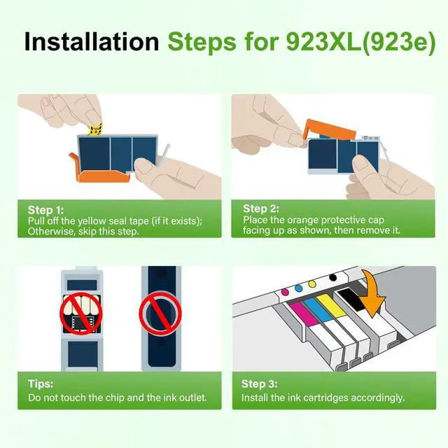 Alt view image 4 of 7 - 923XL 923 8130e 8125e Ink Cartridges Combo Pack with Chip for HP Printers | Replacement for HP923 XL 923e Ink for HP OfficeJet Pro 8130e 8125e 8135e 8138e 8124e 8139e 8120 8130 8122e Printer (4 Pack)