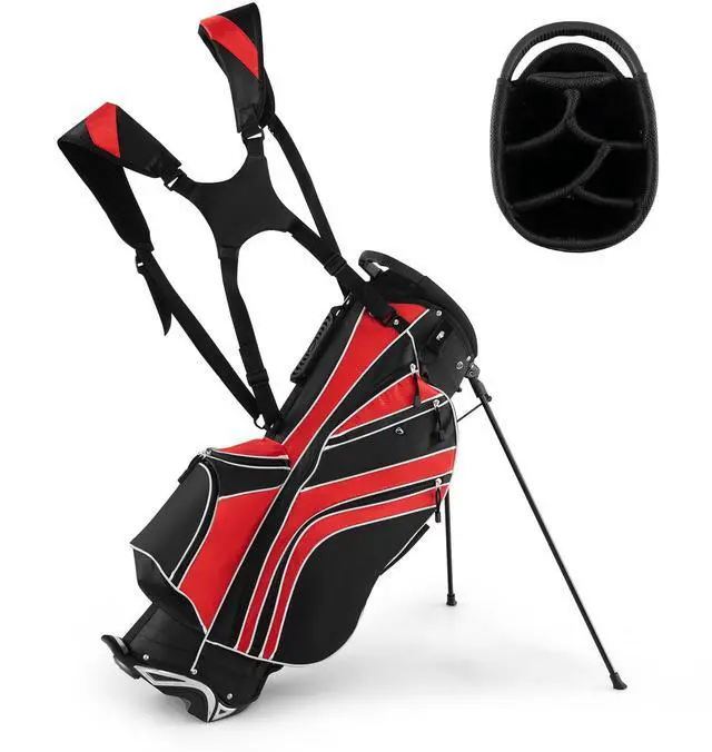Main image of Golf Stand Bag, 6 Way Divider Golf Club Bag with 8 Pockets, Rain Hood, Umbrella Holder & Glove Sticker, Portable Lightweight Golf Bag for Men Women