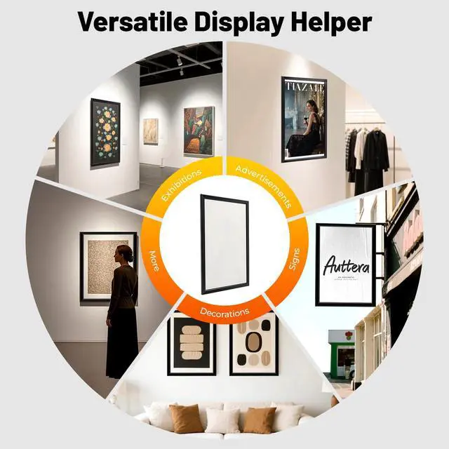 Alt view image 4 of 7 - LED Poster Frame, 24" x 36" LED Backlit Poster Photo Frame Movie Poster Aluminum Alloy Advertisement Signage Light Sign, Wall Mounting, Frame for Movie Poster Advertising Display (Black, 24" x 36")