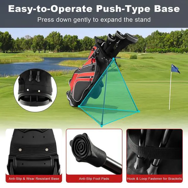 Alt view image 3 of 7 - Golf Stand Bag, 6 Way Divider Golf Club Bag with 8 Pockets, Rain Hood, Umbrella Holder & Glove Sticker, Portable Lightweight Golf Bag for Men Women