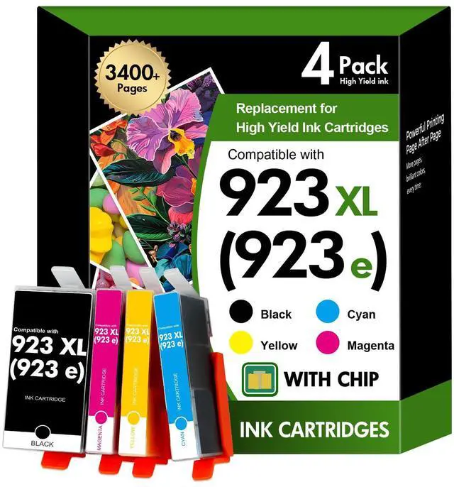 Main image of 923XL 923 8130e 8125e Ink Cartridges Combo Pack with Chip for HP Printers | Replacement for HP923 XL 923e Ink Cartridges for HP OfficeJet Pro 8130e 8125e 8120 8135e 8138e 8139e 8122e 8124e 8130 8132e