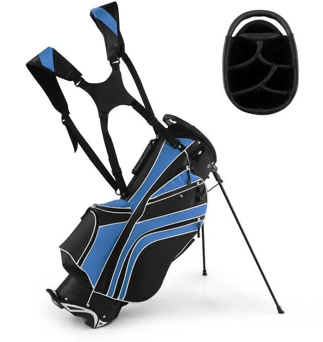 Main image of Golf Stand Bag, 6 Way Divider Golf Club Bag with 8 Pockets, Rain Hood, Umbrella Holder & Glove Sticker, Portable Lightweight Golf Bag for Men Women