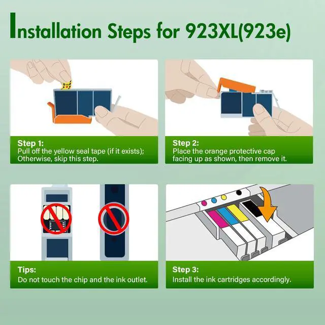 Alt view image 4 of 7 - 923XL 923 8130e 8125e Ink Cartridges Combo Pack with Chip for HP Printers | Replacement for HP923 XL 923e Ink Cartridges for HP OfficeJet Pro 8130e 8125e 8120 8135e 8138e 8139e 8122e 8124e 8130 8132e