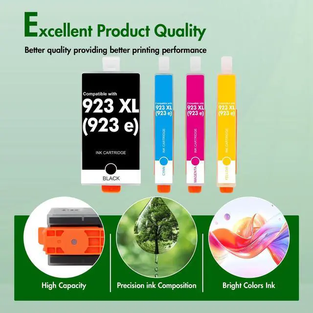 Alt view image 6 of 7 - 923XL 923 8130e 8125e Ink Cartridges Combo Pack with Chip for HP Printers | Replacement for HP923 XL 923e Ink Cartridges for HP OfficeJet Pro 8130e 8125e 8120 8135e 8138e 8139e 8122e 8124e 8130 8132e