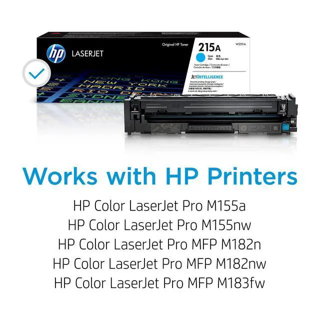 Alt view image 2 of 7 - 215A Cyan Toner Cartridge Printers | Works with Color LaserJet Pro M155, Color LaserJet Pro MFP M182, M183 Series | W2311A