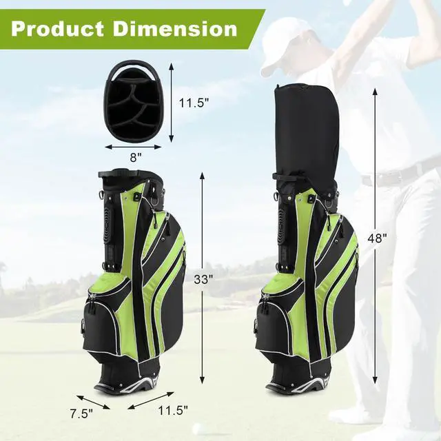 Alt view image 7 of 7 - Golf Stand Bag, 6 Way Divider Golf Club Bag with 8 Pockets, Rain Hood, Umbrella Holder & Glove Sticker, Portable Lightweight Golf Bag for Men Women