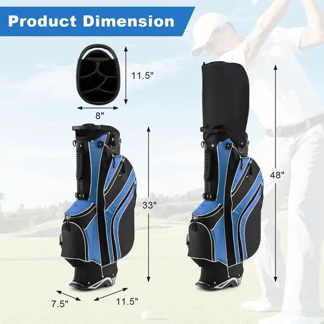 Alt view image 7 of 7 - Golf Stand Bag, 6 Way Divider Golf Club Bag with 8 Pockets, Rain Hood, Umbrella Holder & Glove Sticker, Portable Lightweight Golf Bag for Men Women