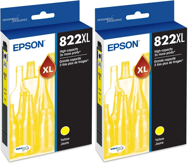 Main image of 822 DURABrite Ultra Ink High Capacity Yellow Cartridge (T822XL420-S) Works with Workforce Pro WF-3820,3823,4820,4830,4833,4834,(Pack of 2)
