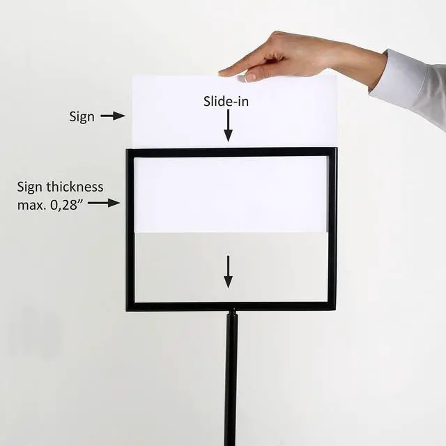Alt view image 3 of 6 - Floor Standing Sign Holder 8.5x11 Inches Black Landscape Double Sided Menu Poster Display Flat Base For Restaurant Cafe Hotel School Hospital