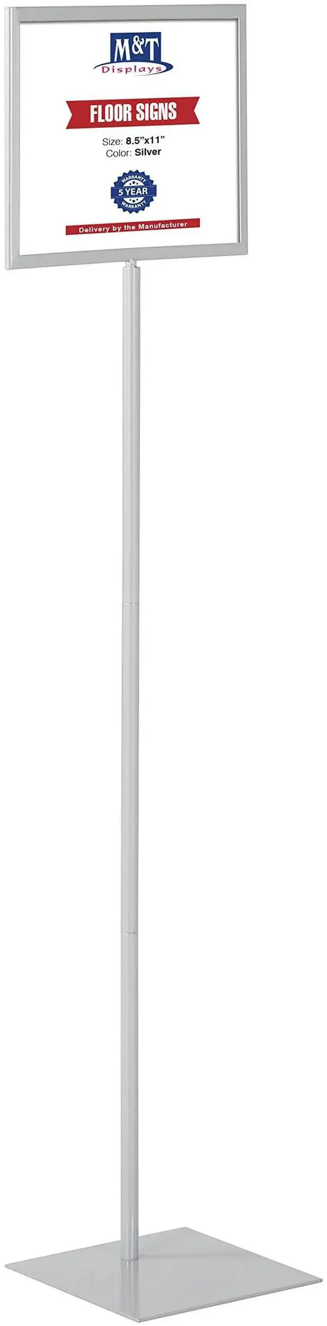 Main image of Floor Standing Sign Holder 8.5x11 Inches Gray Landscape Double Sided Menu Poster Display Flat Base For Restaurant Cafe Hotel School Hospital