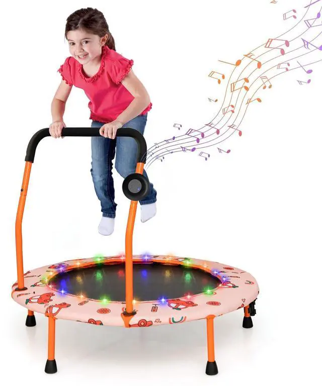 Main image of Trampoline for Kids, 36 Toddler Mini Rebounder with Lights & Music, Removable Blue Tooth Speaker, Handle & Safety Pad, ASTM Approved Indoor Outdoor Small Kids Trampoline