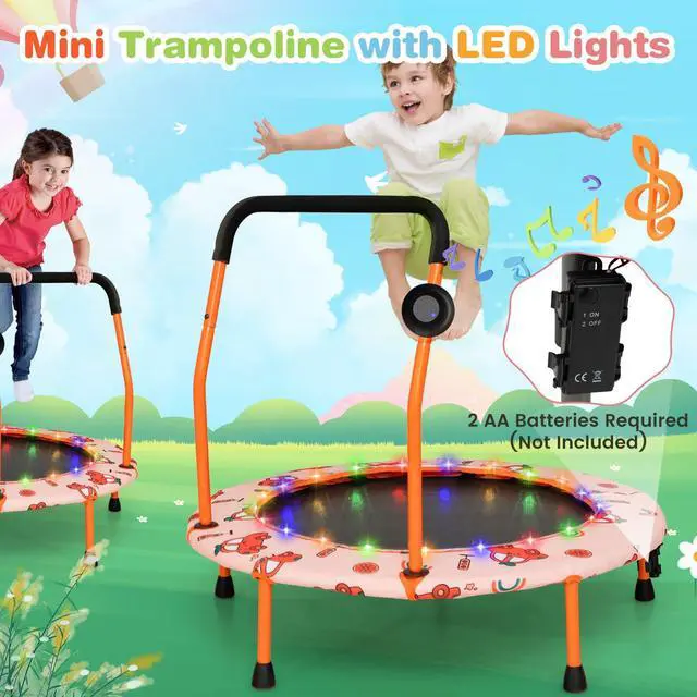 Alt view image 2 of 7 - Trampoline for Kids, 36 Toddler Mini Rebounder with Lights & Music, Removable Blue Tooth Speaker, Handle & Safety Pad, ASTM Approved Indoor Outdoor Small Kids Trampoline