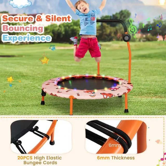 Alt view image 6 of 7 - Trampoline for Kids, 36 Toddler Mini Rebounder with Lights & Music, Removable Blue Tooth Speaker, Handle & Safety Pad, ASTM Approved Indoor Outdoor Small Kids Trampoline