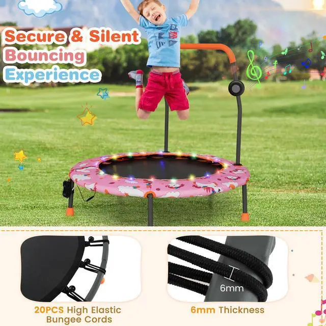Alt view image 5 of 7 - Trampoline for Kids, 36 Toddler Mini Rebounder with Lights & Music, Removable Blue Tooth Speaker, Handle & Safety Pad, ASTM Approved Indoor Outdoor Small Kids Trampoline