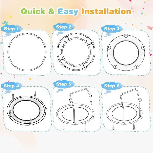 Alt view image 5 of 7 - Trampoline for Kids, 36 Toddler Mini Rebounder with Lights & Music, Removable Blue Tooth Speaker, Handle & Safety Pad, ASTM Approved Indoor Outdoor Small Kids Trampoline