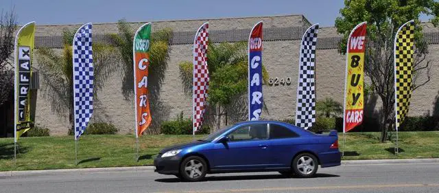 Alt view image 3 of 3 - Buy Sell Trade Advertising Feather Banner Swooper Flag Sign with Flag Pole Kit and Ground Stake