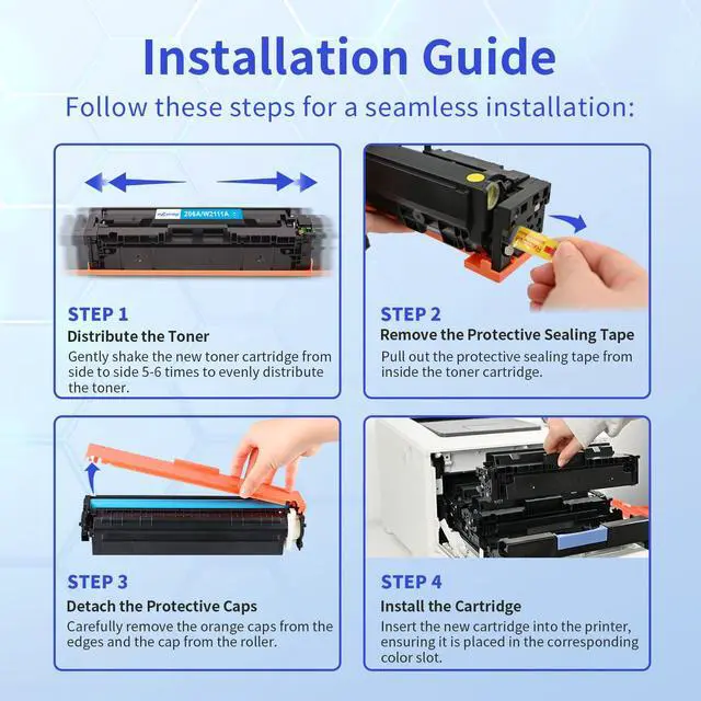 Alt view image 6 of 7 - 206A Toner Cartridges 4 Pack for HP 206A 206X MFP M283fdw M283cdw M255dw | Compatible for HP Color LaserJet Pro MFP M283fdw M283cdw M283fdn M255dw M283 M255 Printer W2110A W2110X High Yield with Chip