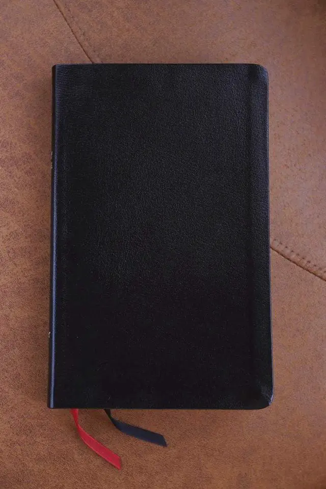 Alt view image 2 of 6 - Personalized NIV Thinline Bible Bonded Leather, Black Custom Name Imprint Gift for Baptism, Graduation, Men, Teens New International Version