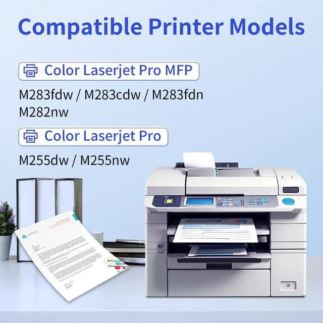 Alt view image 2 of 7 - 206A Toner Cartridges 4 Pack for HP 206A 206X MFP M283fdw M283cdw M255dw | Compatible for HP Color LaserJet Pro MFP M283fdw M283cdw M283fdn M255dw M283 M255 Printer W2110A W2110X High Yield with Chip