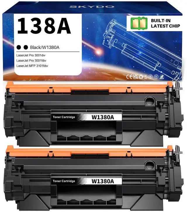 Main image of 138A Toner Cartridge Replacement for HP 138A 138 A 138X 138 X Toner Cartridge (with Chip) Use for HP LaserJet Pro 3001dw 3001fdw MFP 3101fdw (2 Black)