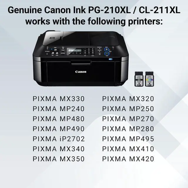 Alt view image 5 of 7 - PG-210 XL / CL-211 XL Genuine Ink Value Pack (2 Cartridges), Compatible with MX320/330/340/350/410/420, MP240/250/270/280/480/490/495, iP2702
